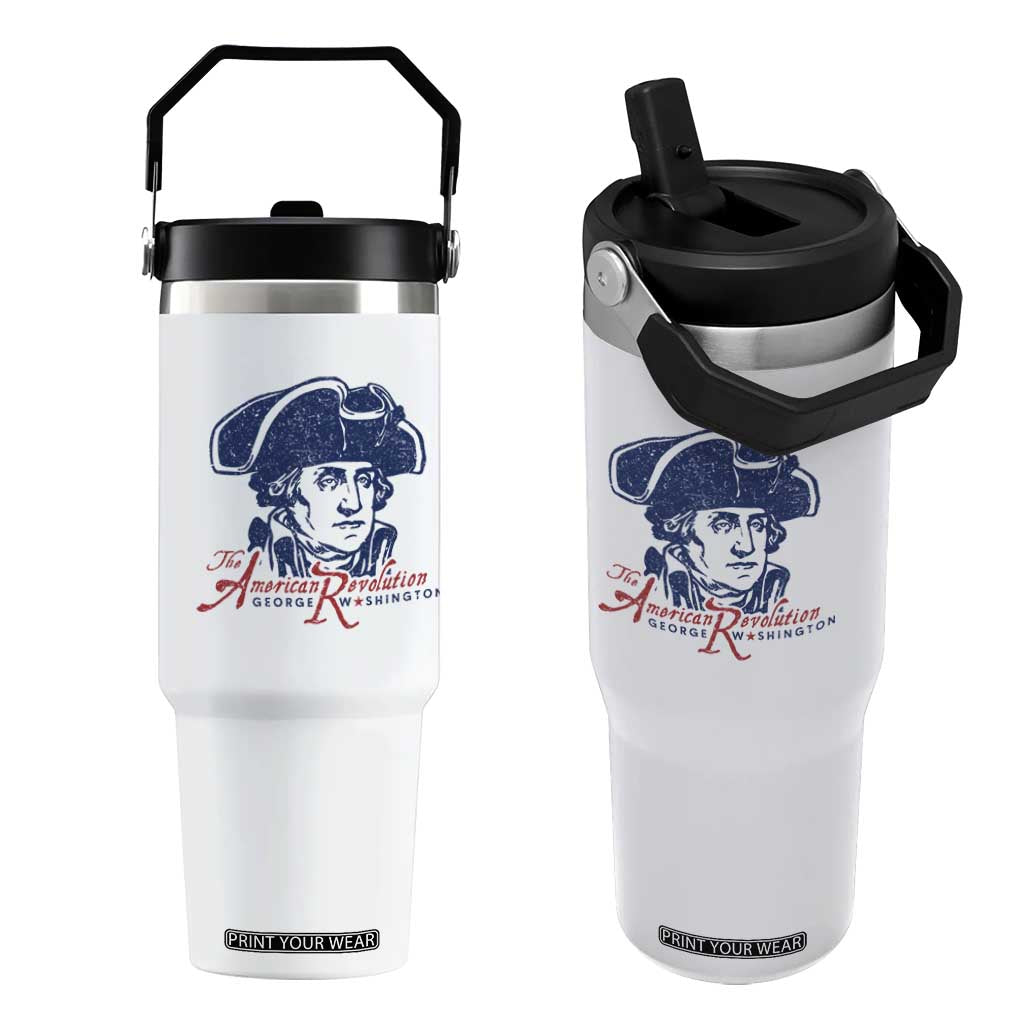 George Washington The American Revolution Flip Straw Tumbler Distressed Sketch Historic Patriotic Graphic