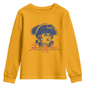 George Washington The American Revolution Youth Sweatshirt Distressed Sketch Historic Patriotic Graphic