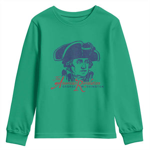 George Washington The American Revolution Youth Sweatshirt Distressed Sketch Historic Patriotic Graphic