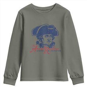George Washington The American Revolution Youth Sweatshirt Distressed Sketch Historic Patriotic Graphic