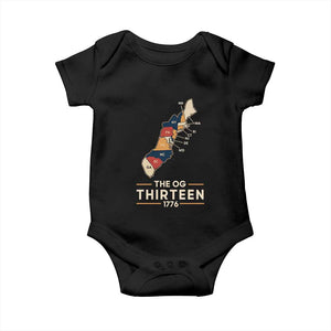 The OG Thirteen 1776 Original Colonies Map Baby Onesie Funny Retro American History