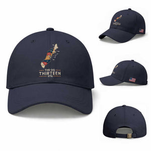 The OG Thirteen 1776 Original Colonies Map Baseball Cap Funny Retro American History