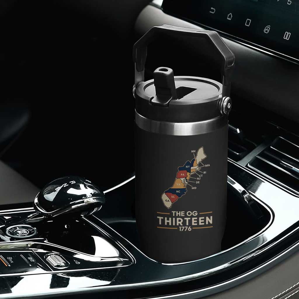 The OG Thirteen 1776 Original Colonies Map Flip Straw Tumbler Funny Retro American History