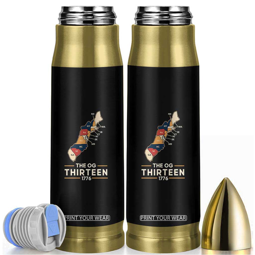 The OG Thirteen 1776 Original Colonies Map Bullet Tumbler Funny Retro American History