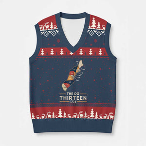The OG Thirteen 1776 Original Colonies Map V-Neck Knit Sweater Vest Funny Retro American History