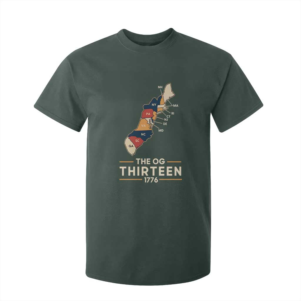 The OG Thirteen 1776 Original Colonies Map T Shirt For Kid Funny Retro American History