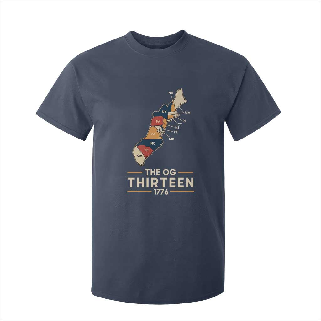 The OG Thirteen 1776 Original Colonies Map T Shirt For Kid Funny Retro American History