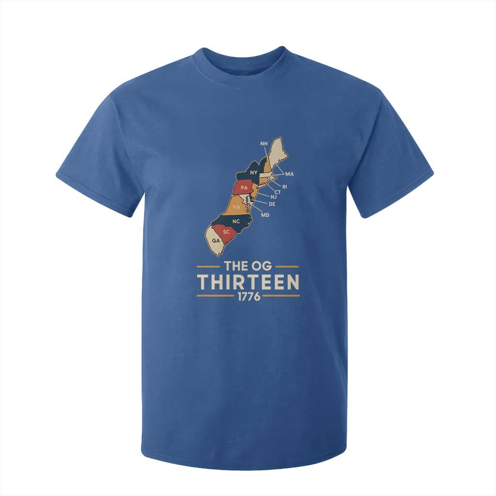 The OG Thirteen 1776 Original Colonies Map T Shirt For Kid Funny Retro American History