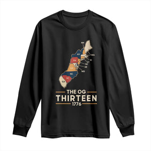 The OG Thirteen 1776 Original Colonies Map Long Sleeve Shirt Funny Retro American History