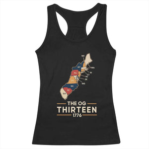 The OG Thirteen 1776 Original Colonies Map Racerback Tank Top Funny Retro American History