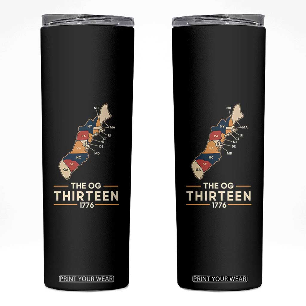 The OG Thirteen 1776 Original Colonies Map Skinny Tumbler Funny Retro American History