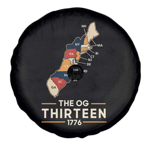 The OG Thirteen 1776 Original Colonies Map Spare Tire Cover Funny Retro American History