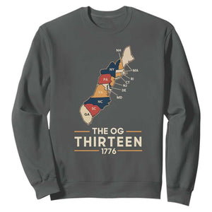 The OG Thirteen 1776 Original Colonies Map Sweatshirt Funny Retro American History
