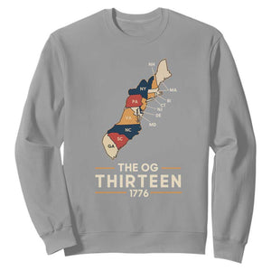 The OG Thirteen 1776 Original Colonies Map Sweatshirt Funny Retro American History