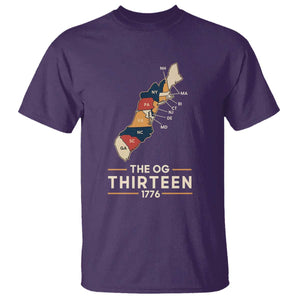 The OG Thirteen 1776 Original Colonies Map T Shirt Funny Retro American History
