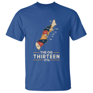 The OG Thirteen 1776 Original Colonies Map T Shirt Funny Retro American History