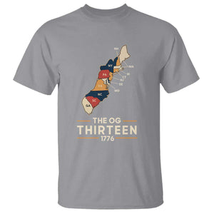 The OG Thirteen 1776 Original Colonies Map T Shirt Funny Retro American History