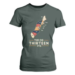 The OG Thirteen 1776 Original Colonies Map T Shirt For Women Funny Retro American History