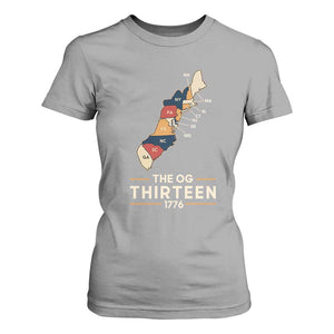 The OG Thirteen 1776 Original Colonies Map T Shirt For Women Funny Retro American History