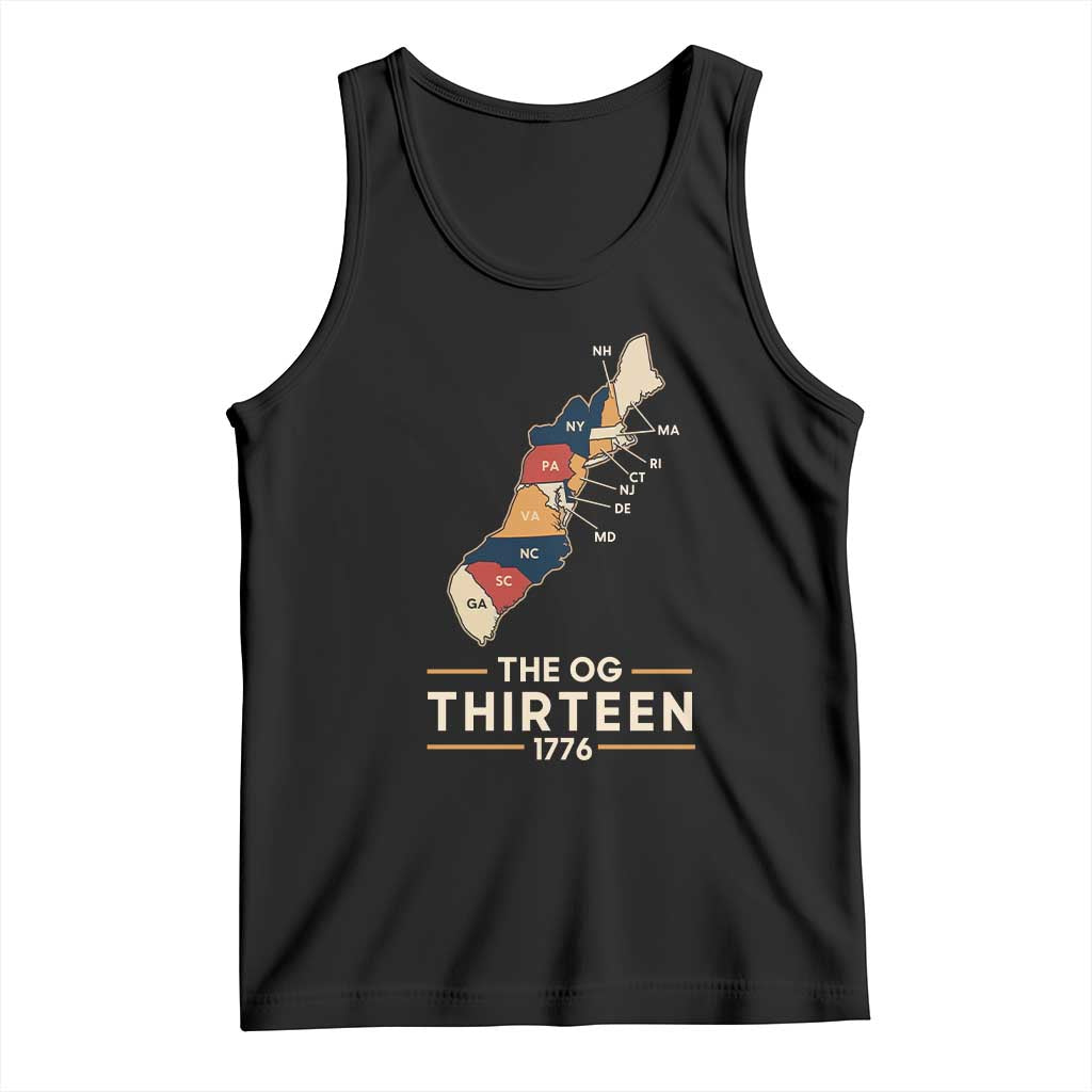The OG Thirteen 1776 Original Colonies Map Tank Top Funny Retro American History
