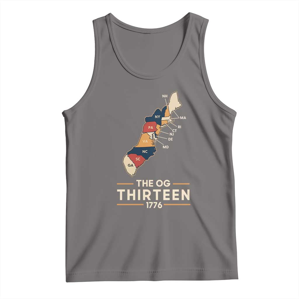The OG Thirteen 1776 Original Colonies Map Tank Top Funny Retro American History