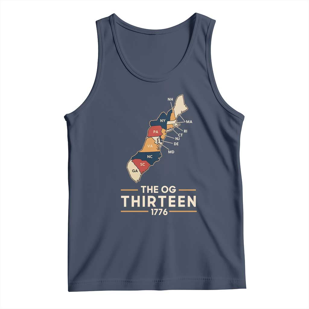 The OG Thirteen 1776 Original Colonies Map Tank Top Funny Retro American History