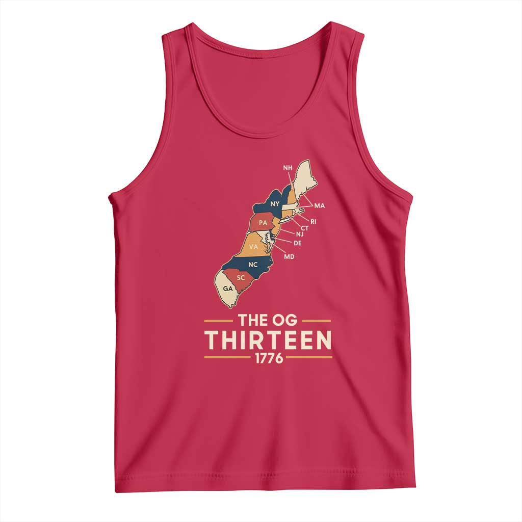 The OG Thirteen 1776 Original Colonies Map Tank Top Funny Retro American History