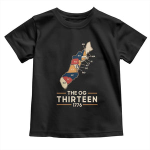 The OG Thirteen 1776 Original Colonies Map Toddler T Shirt Funny Retro American History