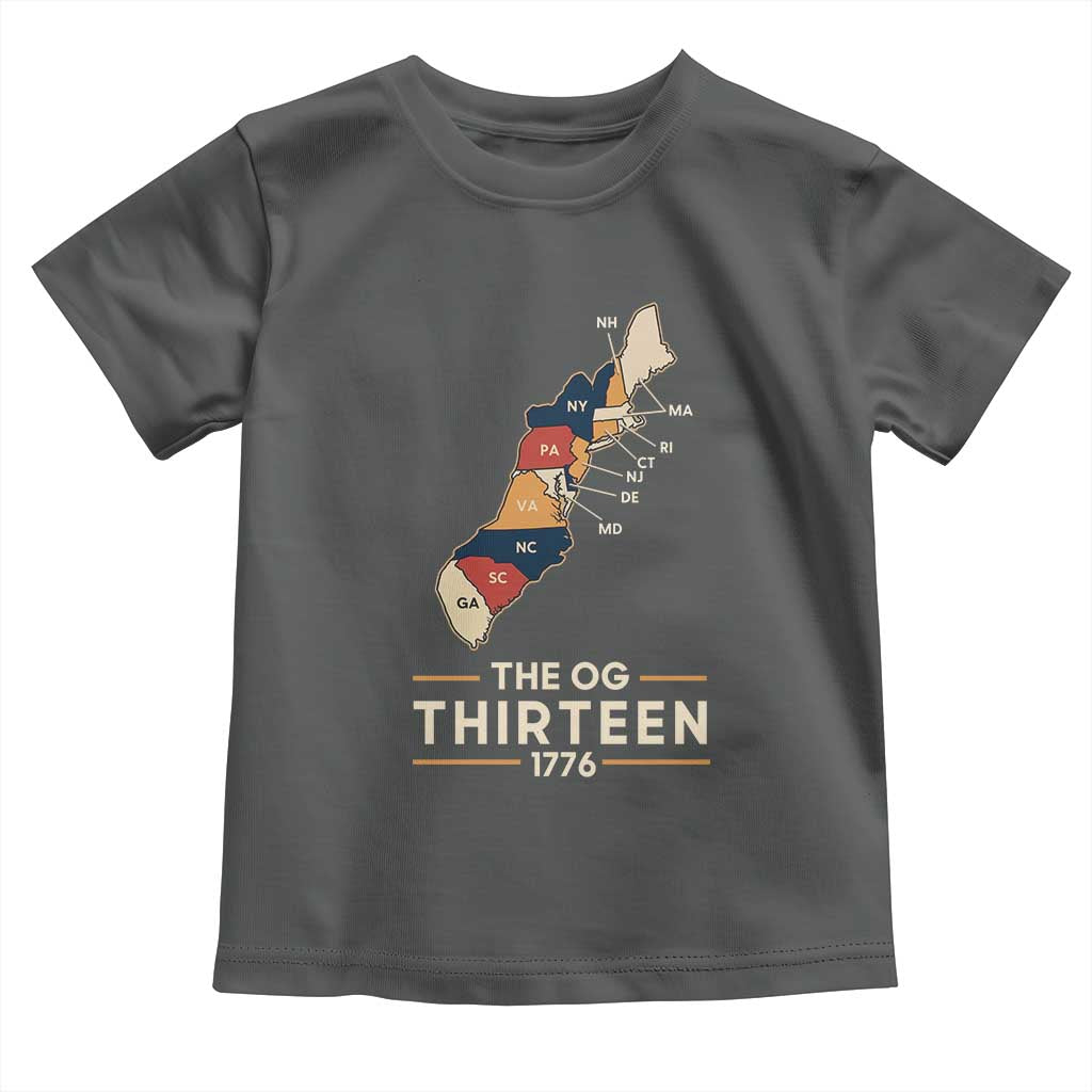 The OG Thirteen 1776 Original Colonies Map Toddler T Shirt Funny Retro American History
