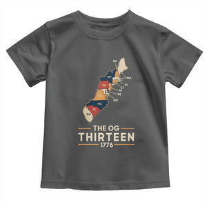 The OG Thirteen 1776 Original Colonies Map Toddler T Shirt Funny Retro American History