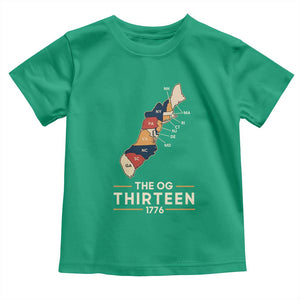 The OG Thirteen 1776 Original Colonies Map Toddler T Shirt Funny Retro American History