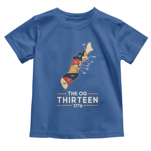 The OG Thirteen 1776 Original Colonies Map Toddler T Shirt Funny Retro American History