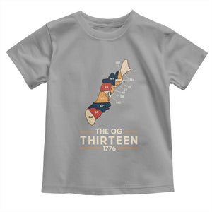 The OG Thirteen 1776 Original Colonies Map Toddler T Shirt Funny Retro American History