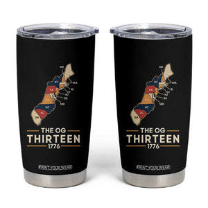 The OG Thirteen 1776 Original Colonies Map Tumbler Cup Funny Retro American History