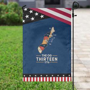 The OG Thirteen 1776 Original Colonies Map Patriotic Garden Flag Funny Retro American History