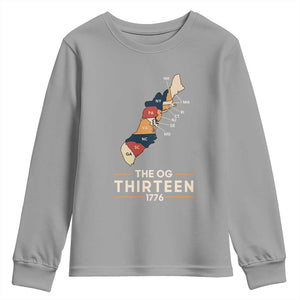 The OG Thirteen 1776 Original Colonies Map Youth Sweatshirt Funny Retro American History