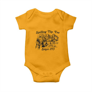 Spilling The Tea Since 1773 Baby Onesie Boston Tea Party Vintage Historical Sketch Graphic