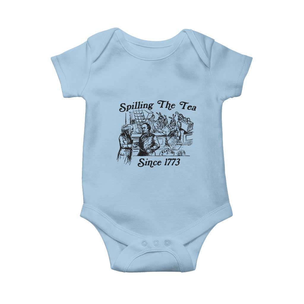 Spilling The Tea Since 1773 Baby Onesie Boston Tea Party Vintage Historical Sketch Graphic