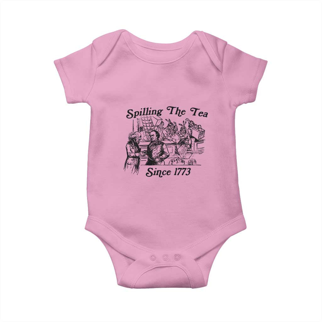Spilling The Tea Since 1773 Baby Onesie Boston Tea Party Vintage Historical Sketch Graphic
