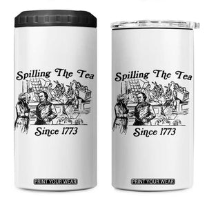 Spilling The Tea Since 1773 4 in 1 Can Cooler Tumbler Boston Tea Party Vintage Historical Sketch Graphic