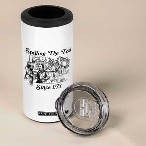 Spilling The Tea Since 1773 4 in 1 Can Cooler Tumbler Boston Tea Party Vintage Historical Sketch Graphic