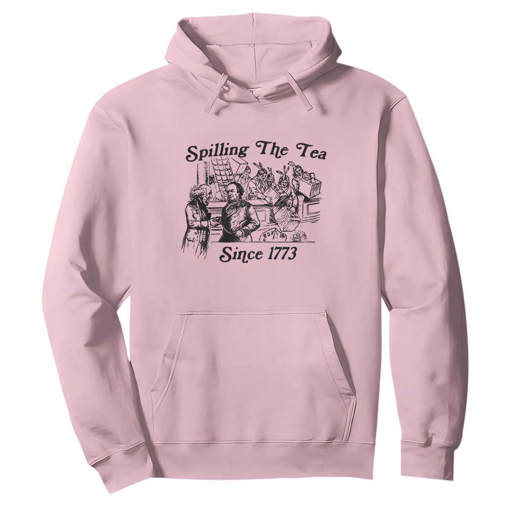 Spilling The Tea Since 1773 Hoodie Boston Tea Party Vintage Historical Sketch Graphic