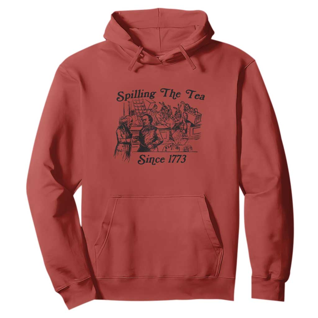 Spilling The Tea Since 1773 Hoodie Boston Tea Party Vintage Historical Sketch Graphic