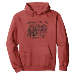 Spilling The Tea Since 1773 Hoodie Boston Tea Party Vintage Historical Sketch Graphic