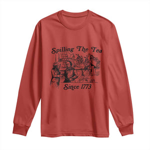 Spilling The Tea Since 1773 Long Sleeve Shirt Boston Tea Party Vintage Historical Sketch Graphic