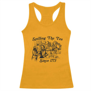 Spilling The Tea Since 1773 Racerback Tank Top Boston Tea Party Vintage Historical Sketch Graphic
