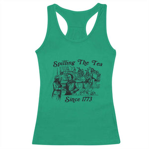 Spilling The Tea Since 1773 Racerback Tank Top Boston Tea Party Vintage Historical Sketch Graphic
