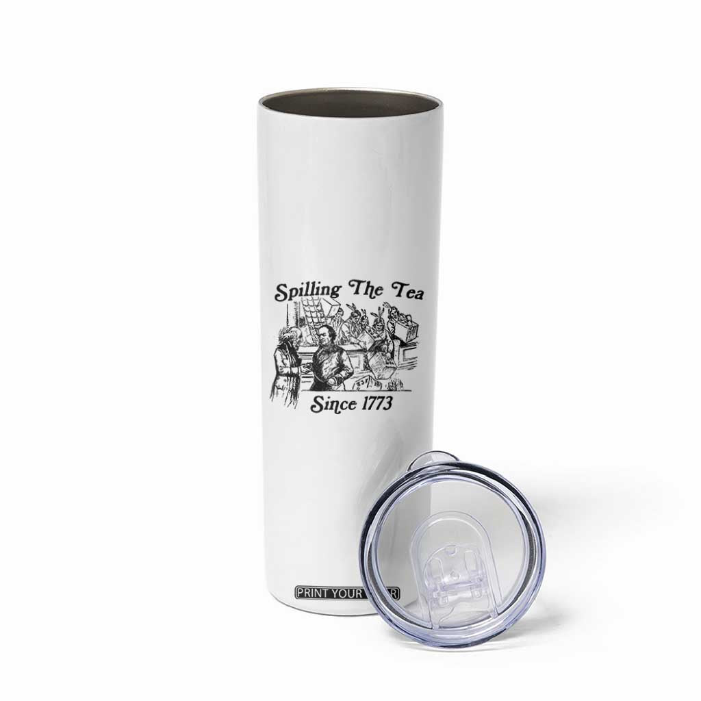 Spilling The Tea Since 1773 Skinny Tumbler Boston Tea Party Vintage Historical Sketch Graphic