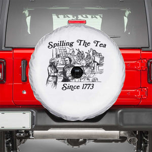 Spilling The Tea Since 1773 Spare Tire Cover Boston Tea Party Vintage Historical Sketch Graphic
