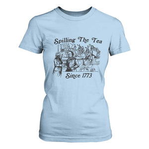 Spilling The Tea Since 1773 T Shirt For Women Boston Tea Party Vintage Historical Sketch Graphic